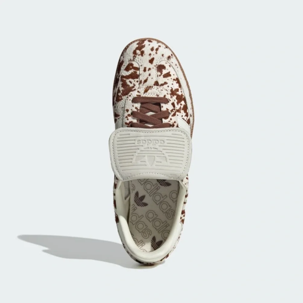 adidas Women's White and Brown Cow Print Samba Sneakers - Picture 13 of 13